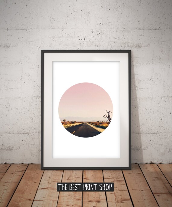Printable Art, desert road, desert sunset Art Print, Circle Print, desert print, desert cactus, Photography, Bohemian, Printable Wall Art,
