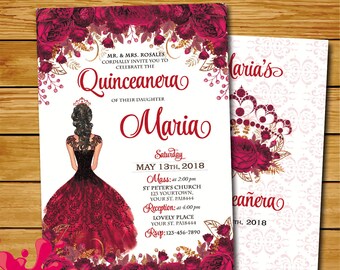 Burgundy Quinceanera Invitations 4