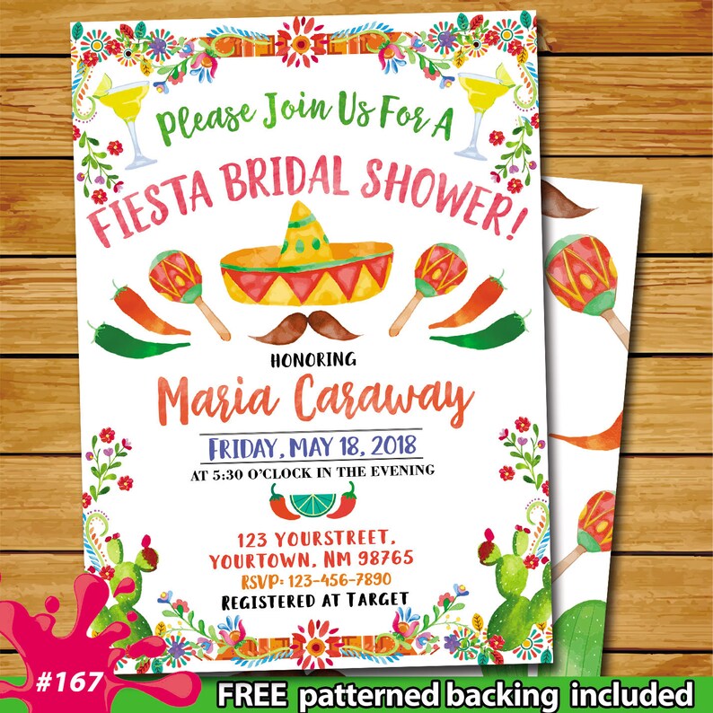 Fiesta bridal shower invitation Mexican theme bridal