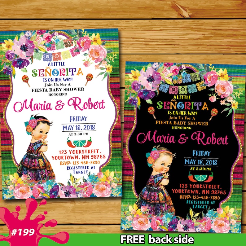 Fiesta Floral Girl baby shower invitation a little señorita on Etsy