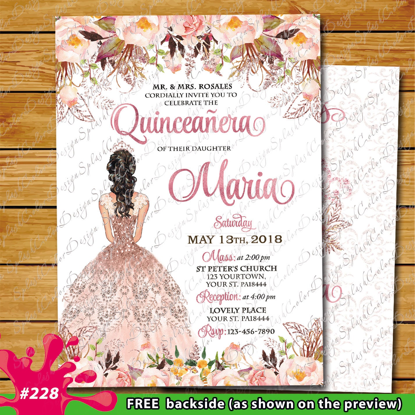 Quinceañera Rose gold invitation sweet 16 rose gold Princess Etsy
