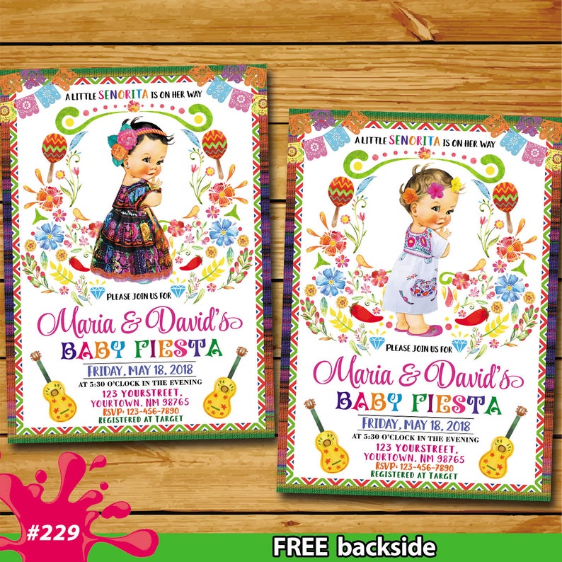 Fiesta Floral Girl baby shower invitation a little señorita on Etsy