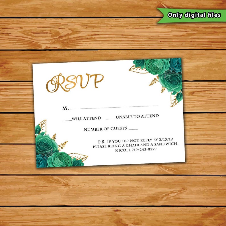Emerald Green Quinceañera Theme invitation gold emerald green Etsy