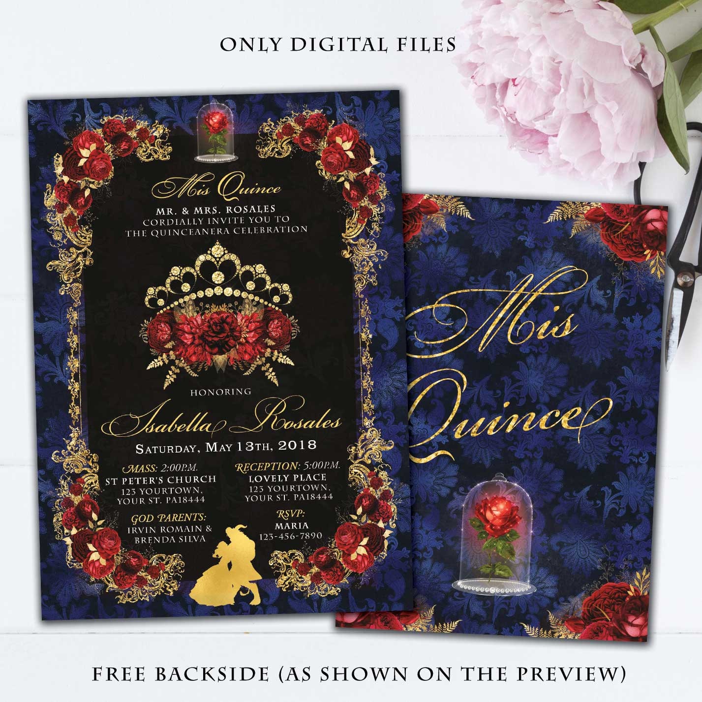 Quinceañera Beauty & the Beast Invitation Be Our Guest Mis Etsy
