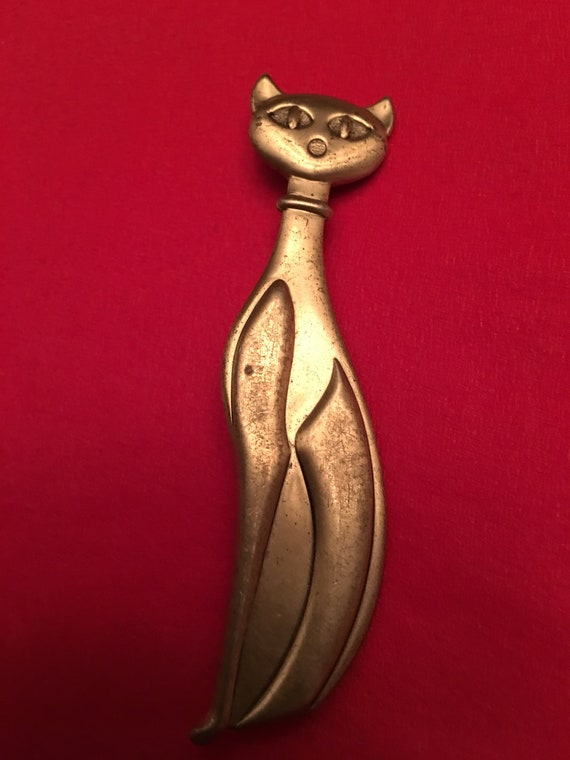 Vintage Sterling Silver Beaucraft Art Deco Cat Pin