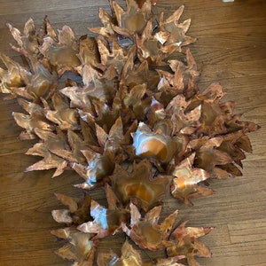 Curtis Jere Style Mid century Copper Brass Leaves Large Wall Art