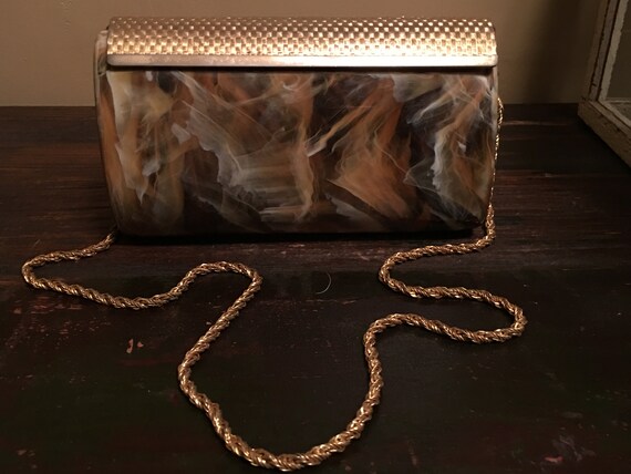 Saks Fifth Avenue Italian Marble Lucite Evening Bag Circa 1960s