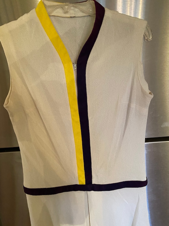 Sacony Ciella 1960s - 70s Dress Cream with blue &