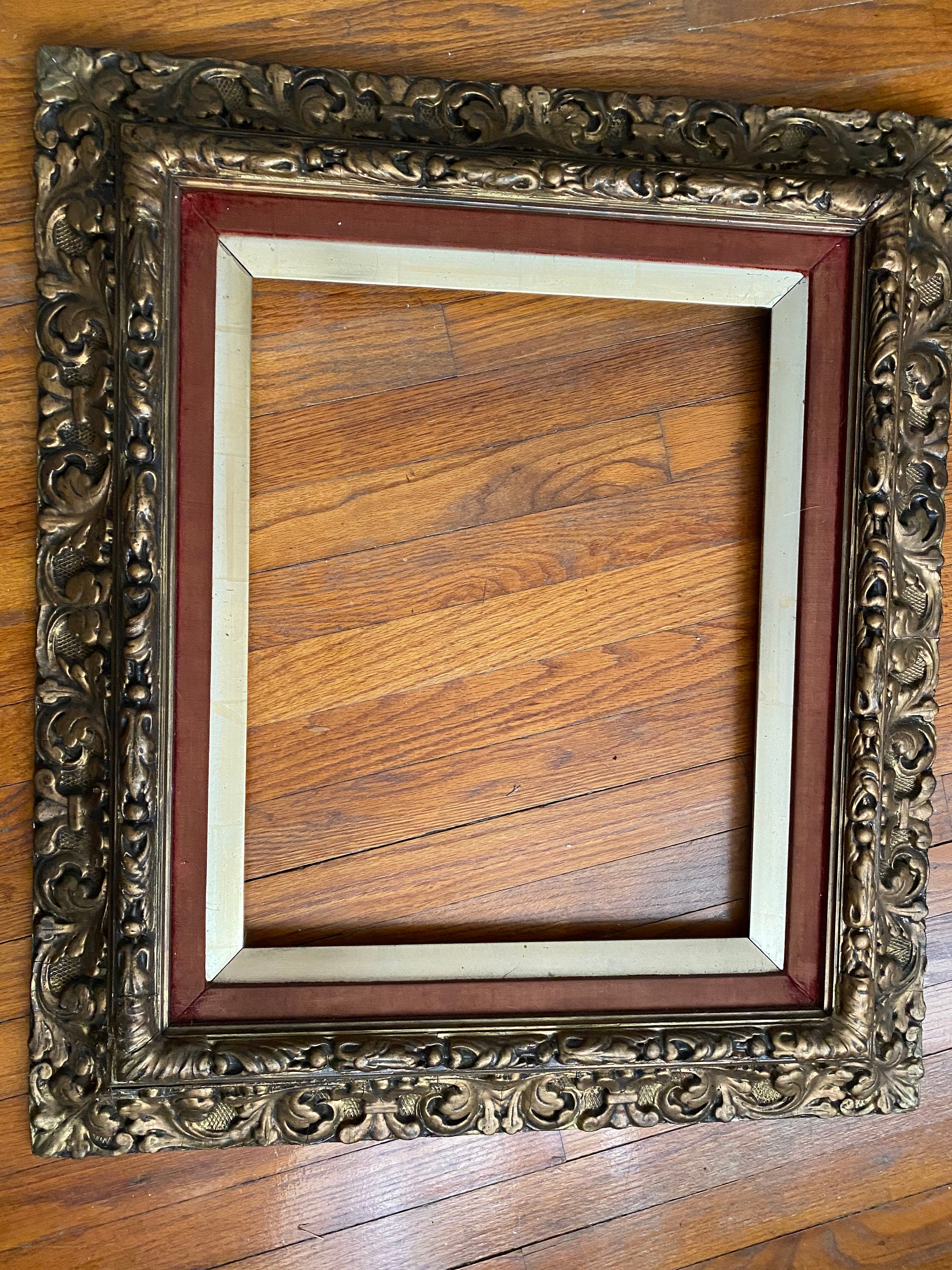Antique Victorian Ornate Gilt Wood & Gesso Carved Picture