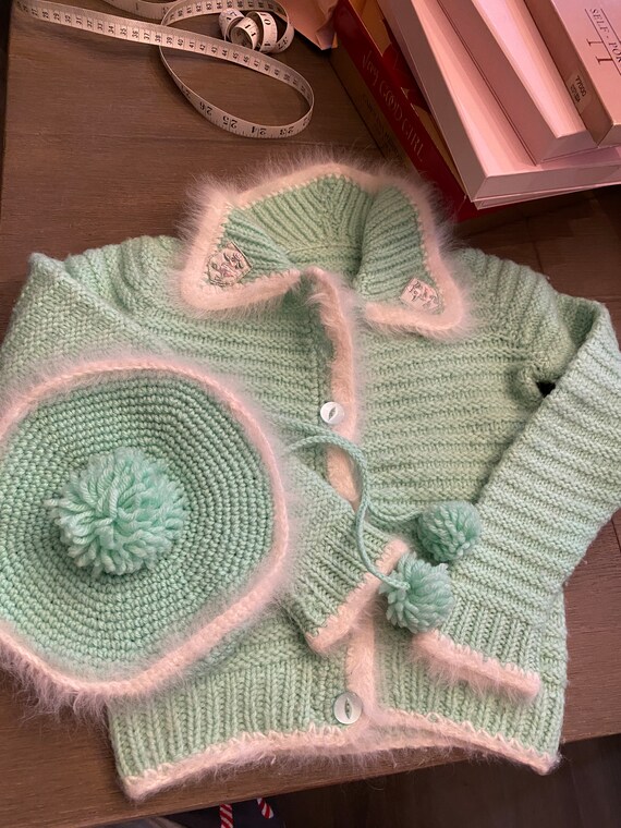 vintage handmade knit angora Baby / Toddler Duck … - image 2