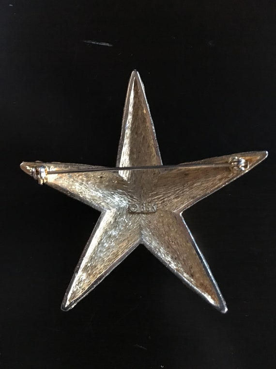 Vintage Signed BSK STARFISH Star Brooch Gold Tone… - image 4