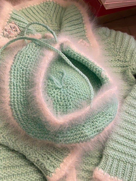 vintage handmade knit angora Baby / Toddler Duck … - image 6