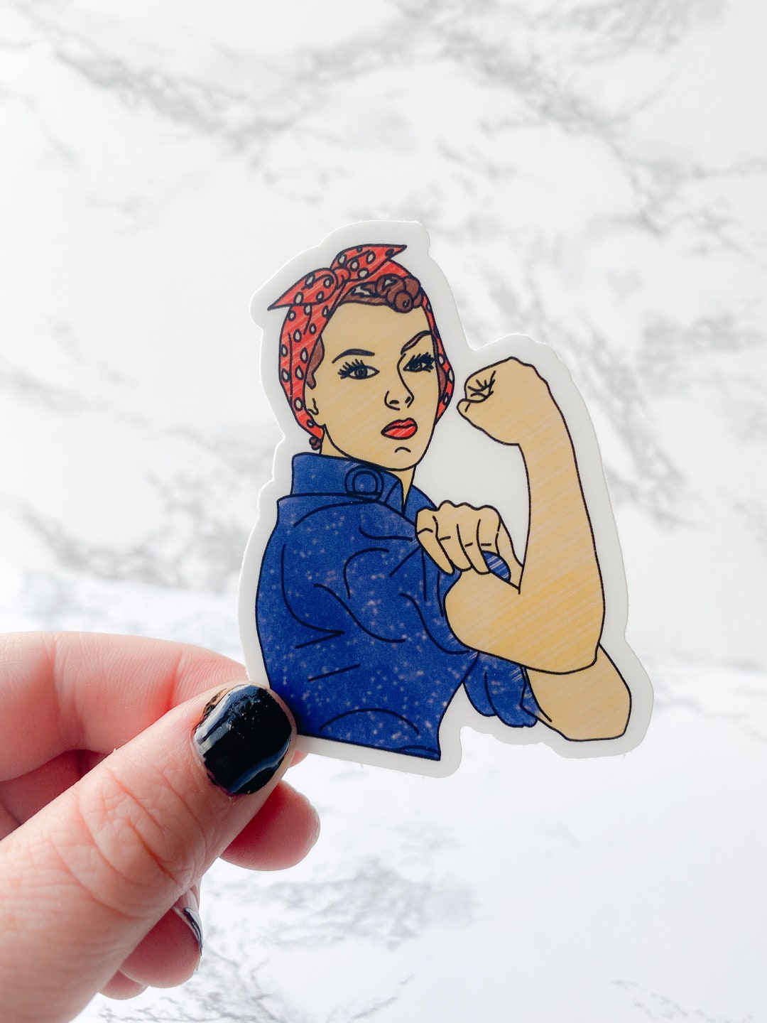 Rosie the Riveter With Designs Sticker Laptop Sticker Water - Etsy