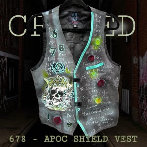 Crazed Rabbit, UPCYCLED,  Distressed vest, Wasteland vest, Post Apocalyptic clothing, dystopian fashion, Rock star clothing, SUSTAINABLE