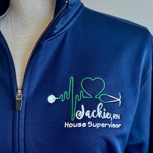 Personalized medical supervisor gift, full zip jacket with pockets or pullover sweatshirt, for charge nurse, staff, unit and department