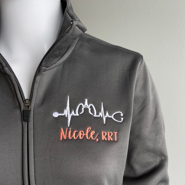 Personalized gift for Respiratory Therapist, full zip jacket or pullover sweatshirt gift for RRT, CRT, RT pulmonologist, lungs stethoscope