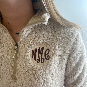 Personalized pullover sherpa with embroidered monogram, custom initials, plus size available, sherpa sweater, Christmas holiday gift