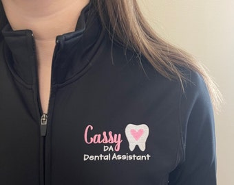 Dental Assistant graduation gift, custom embroidered personalized gift for certified dental assistant RDA, CDA, Dentist office shirts