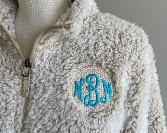monogrammed sherpa women, personalized gift for her, sherpa pullover, sherpa quarter zip, plus size available, unisex sherpa jacket