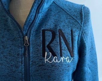 Custom gift for registered nurse, sweater jacket full zip with pockets or pullover hoodie, personalized gift RN RNA, CNA, graduation