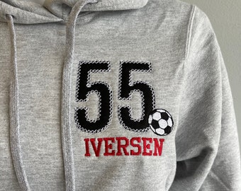 Soccer mom sweatshirt, personalized soccer team warm ups, senior gifts, gift for soccer player, pullover sweatshirt, jacket with pockets