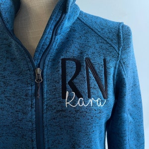 Custom gift for registered nurse, sweater jacket full zip with pockets or pullover hoodie, personalized gift RN RNA, CNA, graduation