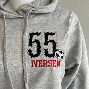 Soccer mom sweatshirt, personalized soccer team warm ups, senior gifts, gift for soccer player, pullover sweatshirt, jacket with pockets