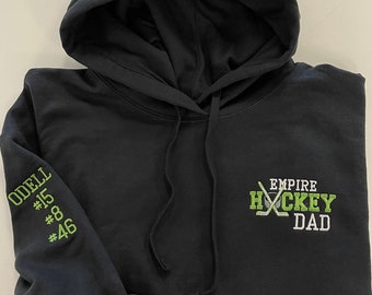 Hockey dad shirt, gift for hockey dad, pullover jacket, personalized sweatshirt, gift for dad of hockey player, sports shirt, plus size also