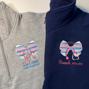 Personalized Labor and Delivery Nurse Sweatshirt, Custom gift RN pullover sweater or full zip jacket with pockets, NICU Mother Baby CNA Tech