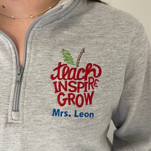 teacher gift, personalized teacher shirt, pullover quarter zip sweatshirt jacket hoodie, team school shirts, plus size available