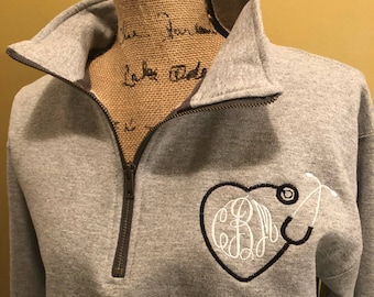 monogrammed nurse jacket, personalized nursing shirt, gift for nurse, gift for nursing school, nurse graduation gift, stethoscope monogram