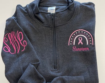 Personalized cancer survivor sweatshirt, gift for cancer survivor, beat cancer shirt, pink ribbon jacket, breast cancer awareness pullover