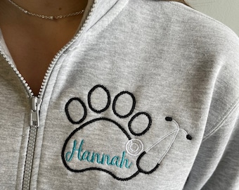 Personalized Name Vet Fleece Jacket With Paw Monogram -  Hong Kong