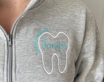 Dental assistant pullover sweatshirt, custom monogrammed, personalized dentist shirt, gift for student, graduation gift