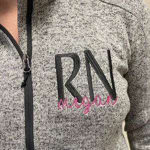 Personalized gift for RN, full zip sweater jacket pockets or pullover hoodie, gift for students, nursing student, RNA, CNA graduation gift