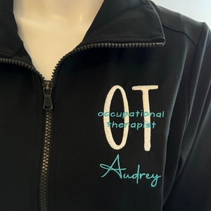 Personalized gift for OT full zip jacket with pockets or pullover sweatshirt, custom occupational therapist design, OTR, otrl, aota, cota