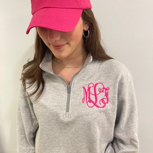 Monogrammed pullover, personalized embroidered quarter zip sweatshirt or jacket, plus size available, Christmas or birthday gift image 1