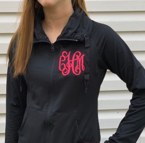 Monogrammed Ladies Heathered Fleece Jacket Choose Color