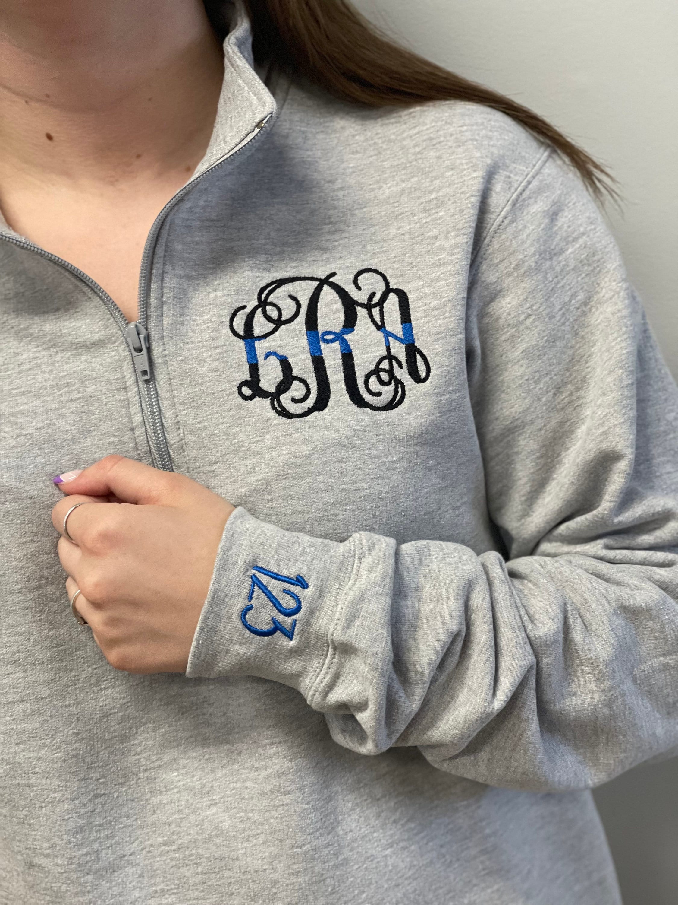 Thin blue line monogram Police wife sweatshirt police mom | Etsy