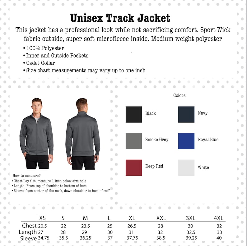 Unisex Cut Track Jacket: custom embroidered, medium weight full zip jacket, unisex fit, slash pocket, soft feel, polyester blend, sweatshirt with collar, black, dark smoke grey, red, navy, true royal