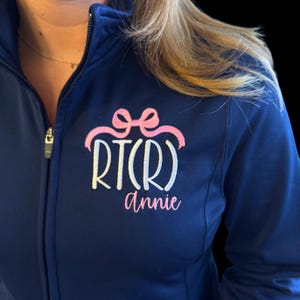 Personalized Rad Tech Jacket or Pullover Sweatshirt, Cute Graduation Gift for Radiology Technologist, Coquette Bow design, Xray CT  MRI