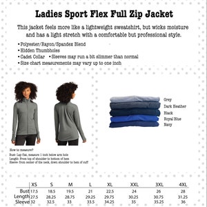 lightweight custom embroidered full zip sweatshirt, ladies fitted contoured cur, hidden thumbholes, pleated back detail, high/low cut, full zip with collar, with zipper pockets, perfect for layering, soft feel with stretch, gray, black, navy, royal