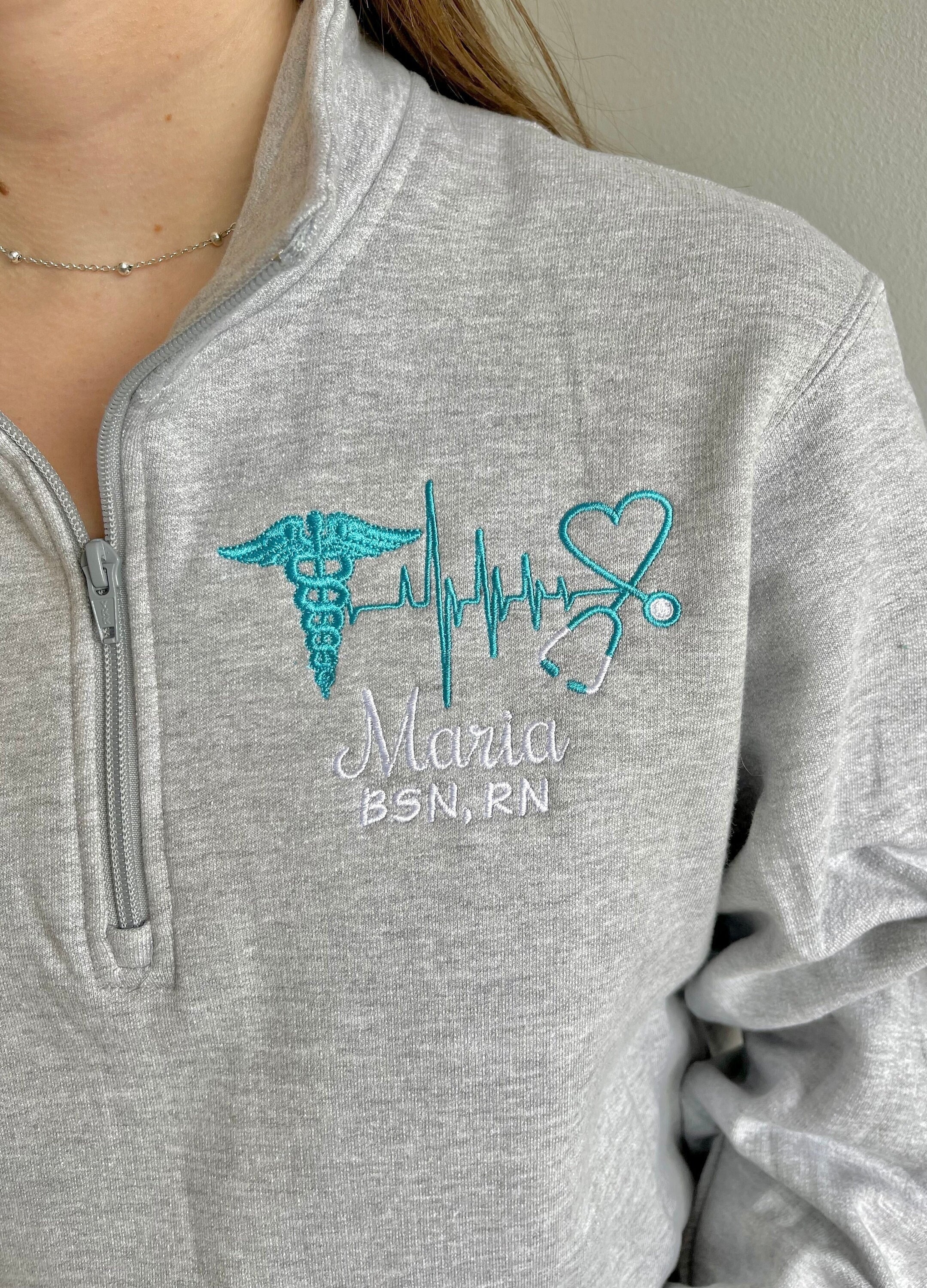  Cardiac Nurse Full-Zip Monogram Jacket, Custom Embroidery