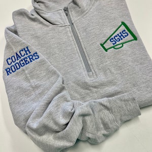 Personalized cheer jacket, cheer mom shirt, cheer coach gift, cheer team warmups, Cheer squad sweatshirts, custom school colors, megaphone
