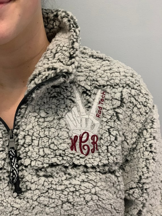 Rad tech sherpa, CT radiology technician pullover sherpa 1/4 zip jacket, skeleton peace hand shirt, graduation gift for rad tech