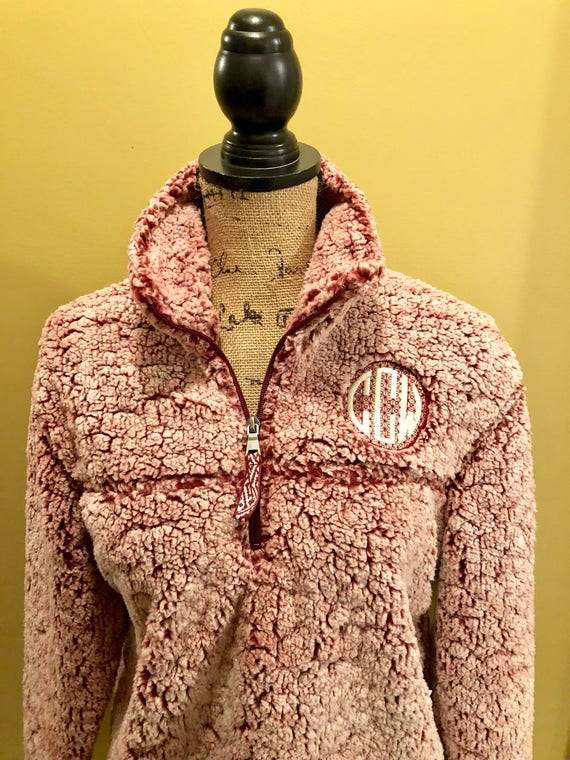 red sherpa pullover