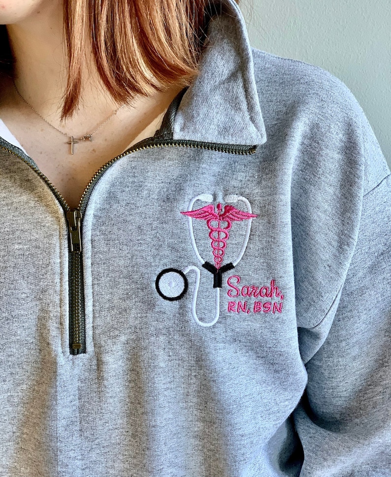 Nurse Pullover Quarter Zip Sweatshirt Custom Personalized Etsy