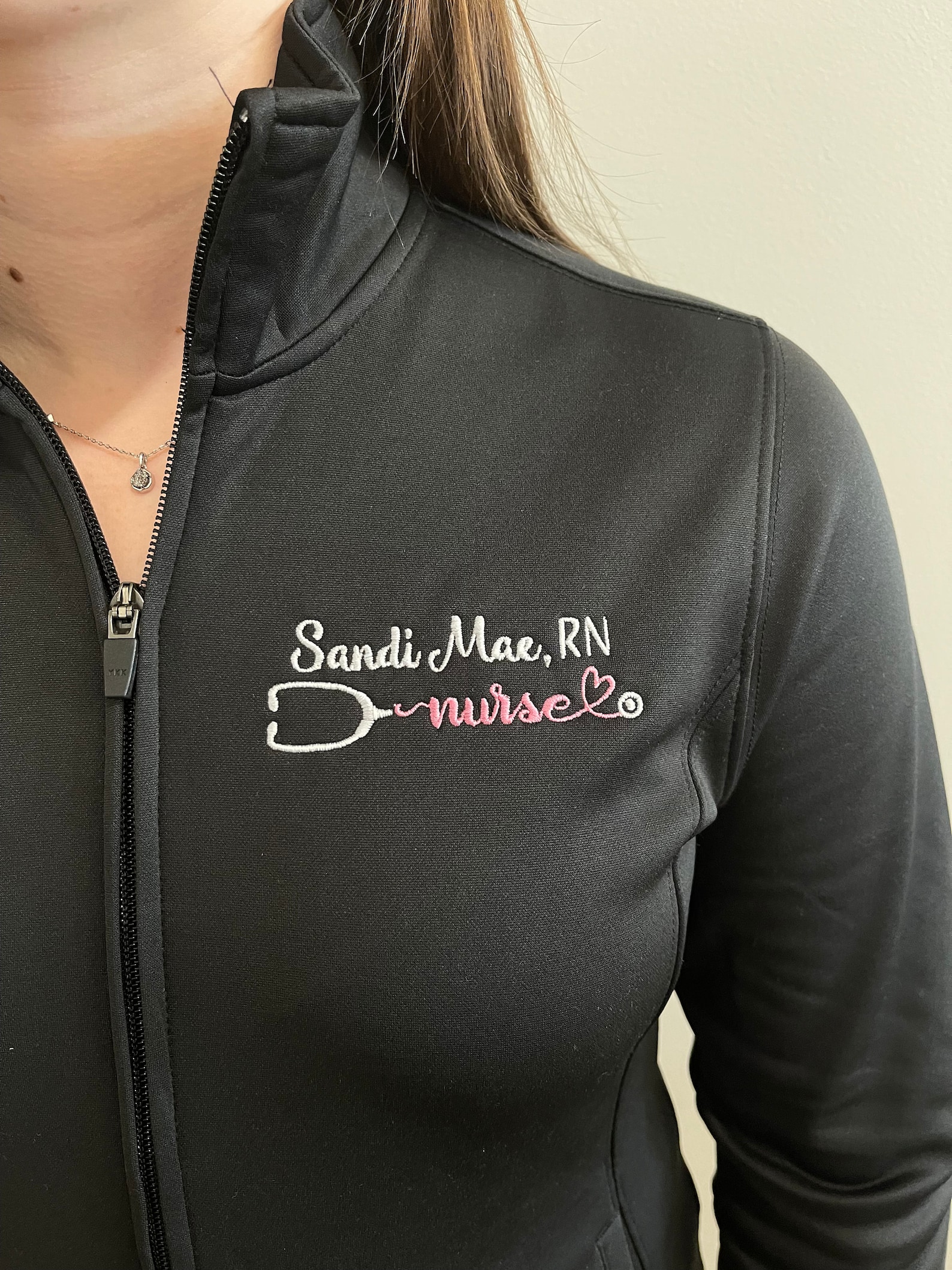 Personalized Nurse Jacket, Full Zip Jacket With Pockets, Custom Gift