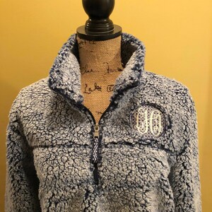 monogrammed sherpa pullover