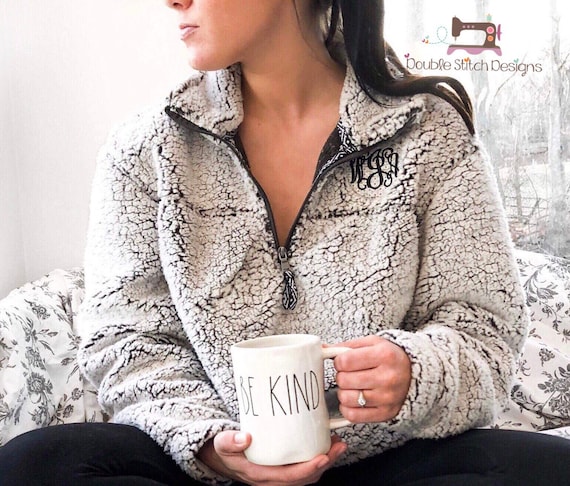 womens monogram sherpa pullover